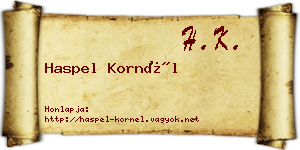 Haspel Kornél névjegykártya
